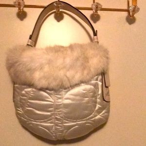 Coach bag with fur trim